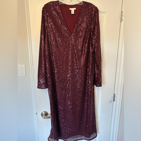 H&M Wine colour sequin dress - Picture 1 of 2